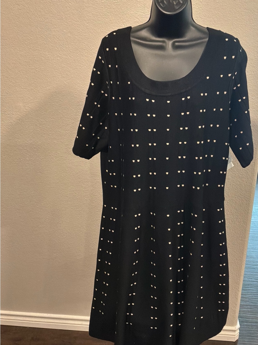 Danny & Nicole Black Knit Dress with White Dot Pattern